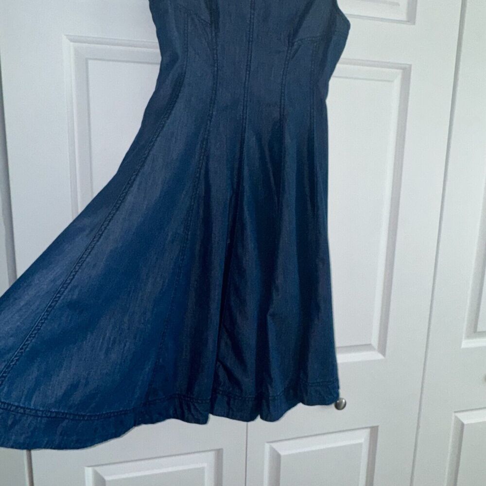 Anthropologie Holding Horses Women Denim Blue Dress Sleeveless Fit/Flair Size 2 - Picture 4 of 12